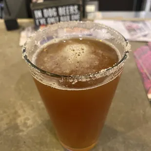 Pumpkin ale with cinnamon sugar rim