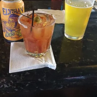 House made bloody Marys! Yum! And contact haze. Better than blue moon!