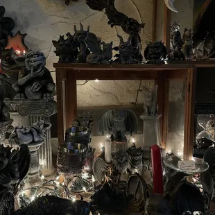Inside , statues of gargoyles