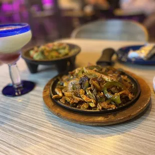 Steak and chicken fajitas.