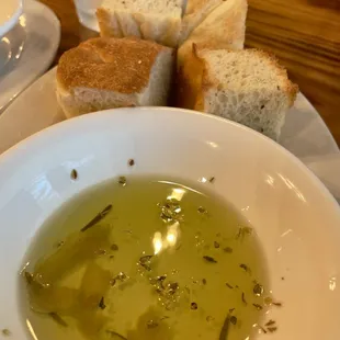 Bread and dipping oil.