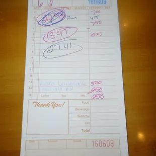 Final tab - lunch #1 and lunch #2.