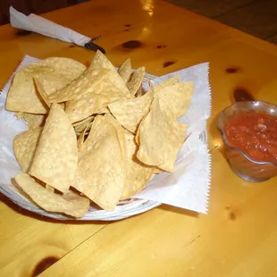 Traditional complimentary corn chips &amp; salsa.
