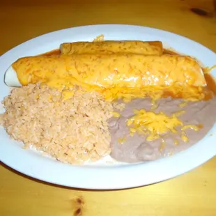 Burrito &amp; enchilada, lunch size meal.
