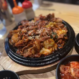 Really good!   Spicy marinated grilled pork!