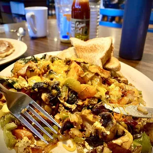 a plate of food with a fork