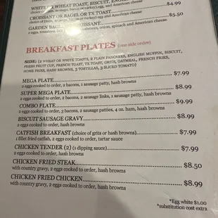 Menu prices