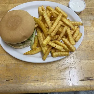 Cheese burger and fries