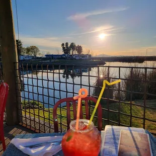 Diablo punch in the fishbowl. Didn't taste any alcohol so it was alpt of fruit juice for $33