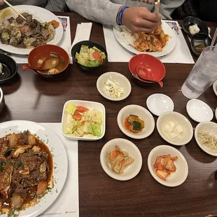 Spicy beef bulgogi and sides