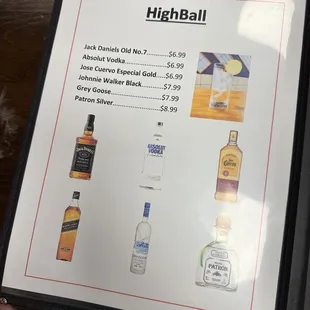 Highball menu