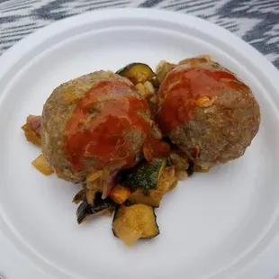 Garlic Meatballs with sqaush succotash from The Diplomat