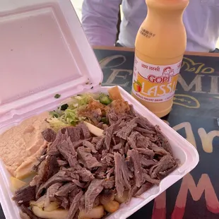 Original Beef Shawarma Plate, Mango Lassi