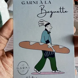 Our server gave us this card to remember her by