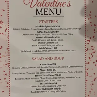 Valentines Week add on Menu