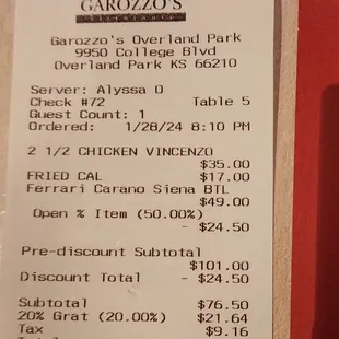 1 order is $25.5 but 2 (1/2 ) orders are $35