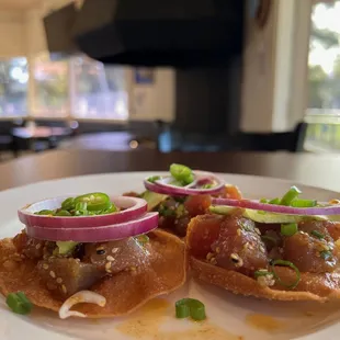 Our upcoming menu item: tuna tostadas!