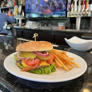 The Garrett burger, at the bar