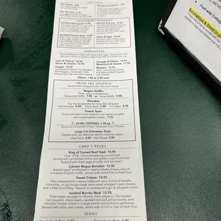 Menu (check the meat omelette price!)