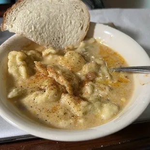 This is Hungarian chicken paprikash.