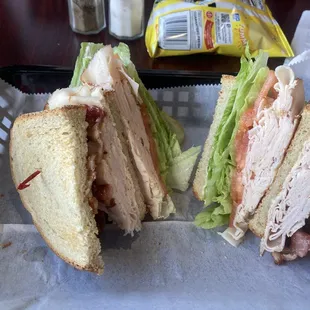 Turkey club on rye