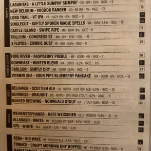great beer menu