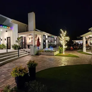 Angle of indoor dining connection to kitchen and patio