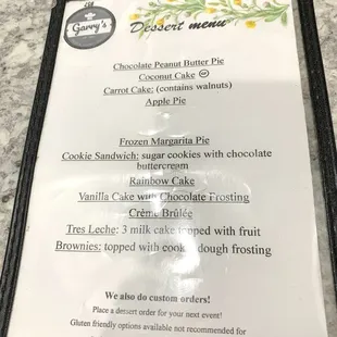 Dessert menu (May 2021)