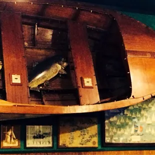 Cute Watery decor, maps, photos, drawings, articles, and fun local history on the walls.