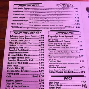 menu