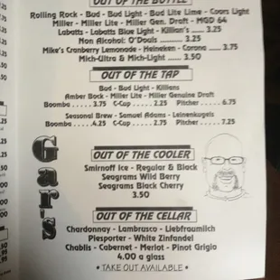 3rd page of menu