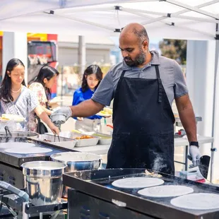 Outdoor dosa station under canopy