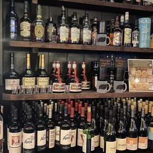 shelves of liquor