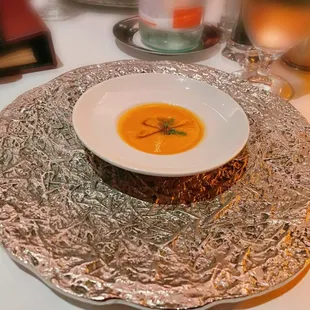 Amuse Bouche - squash and pepper with picked onions