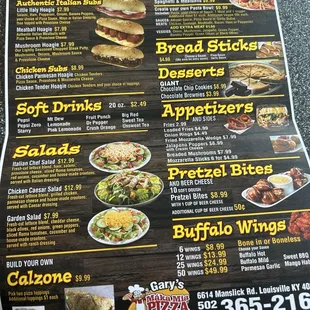menu