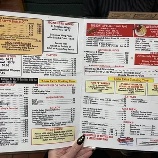 Menu - no greens?! Collards, beans..? Hmm.