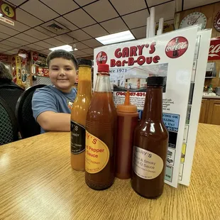 Bbq sauces and Max smiling!!