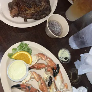 Stone crab, king cut prime rib