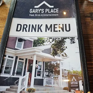 a drink menu on a table