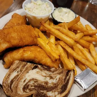 Three piece beer battered cod with fries