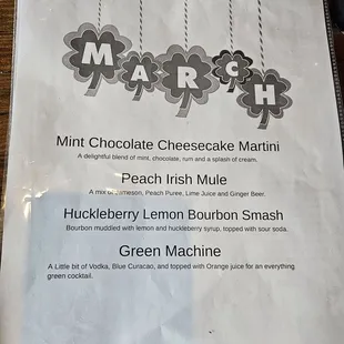 a menu for a dessert