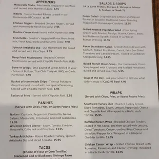 Menu as of 3/22/2023