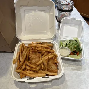 Friday night fish, fries and salad