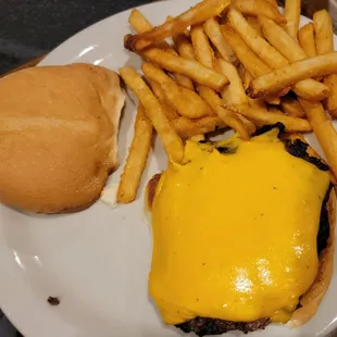 BYO cheeseburger with fries