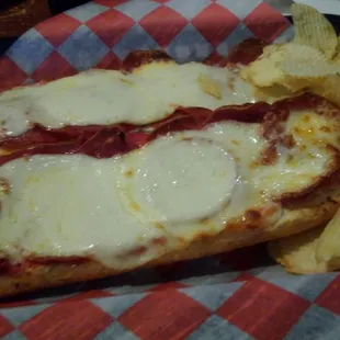 The delicious Pizza Grinder. Pepperoni, mozzarella, pizza sauce equals win.