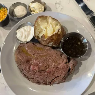14oz Prime Rib with loaded baked potato