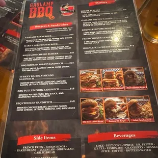 the menu and prices