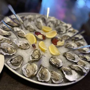 a platter of oysters