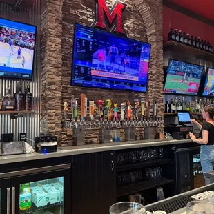 main bar back drop and main beer taps