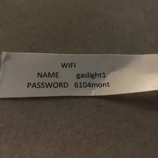 WiFi password as of today 8/13/2022